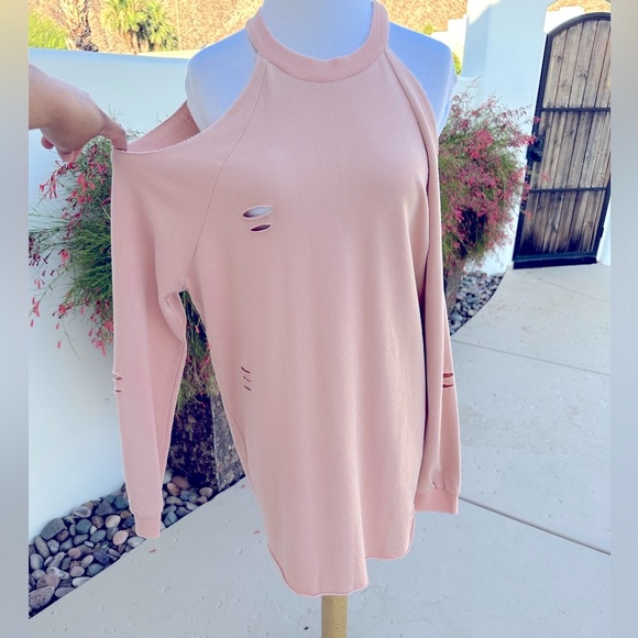 Soft Pink Distressed Ripped Sweater - Picture 3 of 8